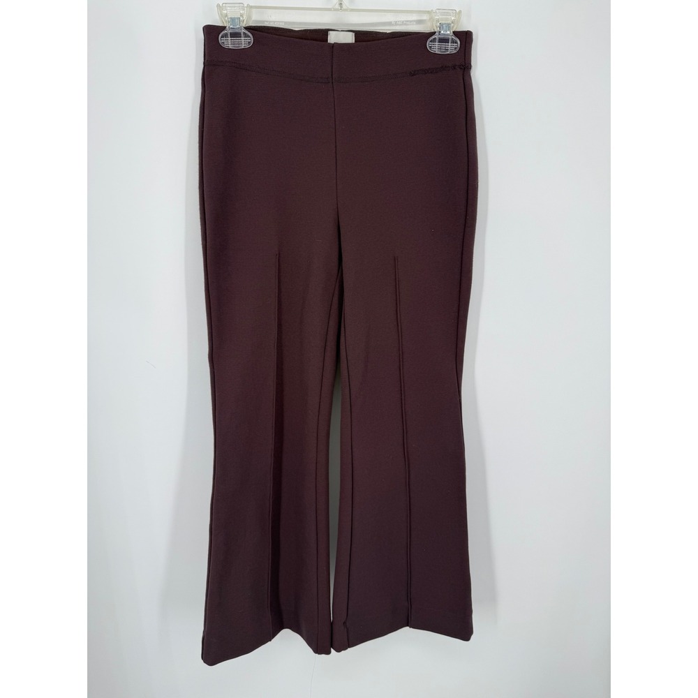 Maeve Anthropologie Pants Women XS Brown Pintuck Ribbed Cropped Flare Ponte